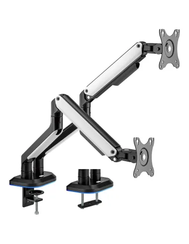 AISENS Soporte De Mesa RGB Gaming Contrapeso Giratorio E Inclinable Para Monitor TV 9kg (3 Pivotes, 2 Brazos) De 17-32,
