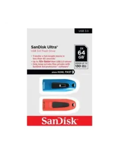 Memoria usb 3.0 sandisk 64gb ultra 2 unidades roja y azul