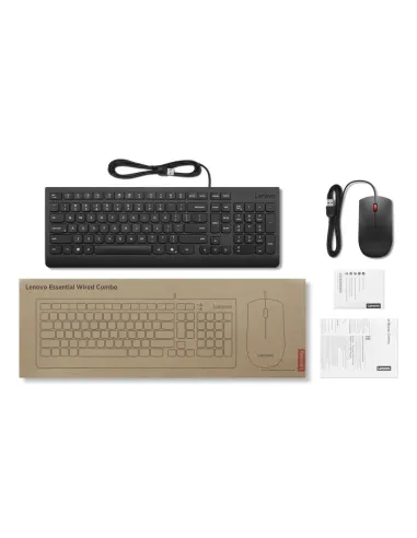 Lenovo Essential Wired Combo (ES 172) teclado Ratón incluido Universal USB Español Negro