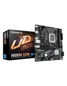 GIGABYTE H610M D3W Placa Base - Compatible con procesadores Intel Core de 14ª generación, VRM de 5+1+1 fases, hasta 5600MHz