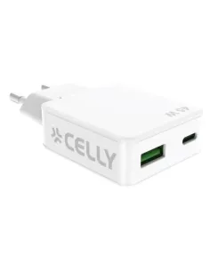 Celly SLIMTC1C1A45WWH cargador de dispositivo móvil Portátil, Smartphone, Tableta Blanco Corriente alterna Carga rápida Interior