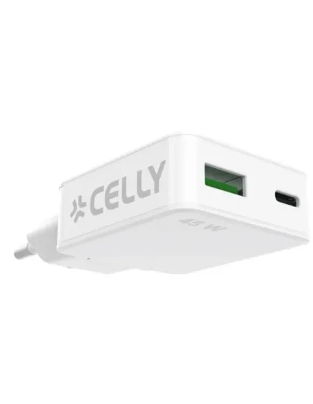 Celly SLIMTC1C1A45WWH cargador de dispositivo móvil Portátil, Smartphone, Tableta Blanco Corriente alterna Carga rápida Interior