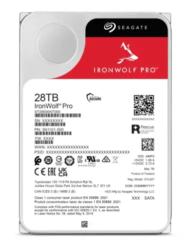 Seagate IronWolf Pro ST28000NT000 disco duro interno 28 TB 7200 RPM 512 MB 3.5" Serial ATA III