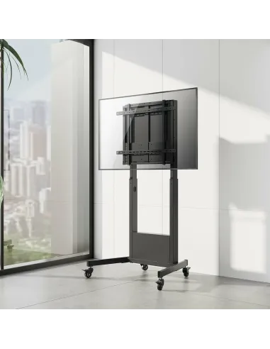 AISENS Soporte PRO de suelo contrapeso con ruedas para TV 60-90Kg de 60-100, Negro