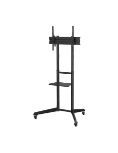 AISENS Soporte de Suelo ECO con Rueda, Bandeja para DVD para Monitor TV 50Kg de 37-70, Negro