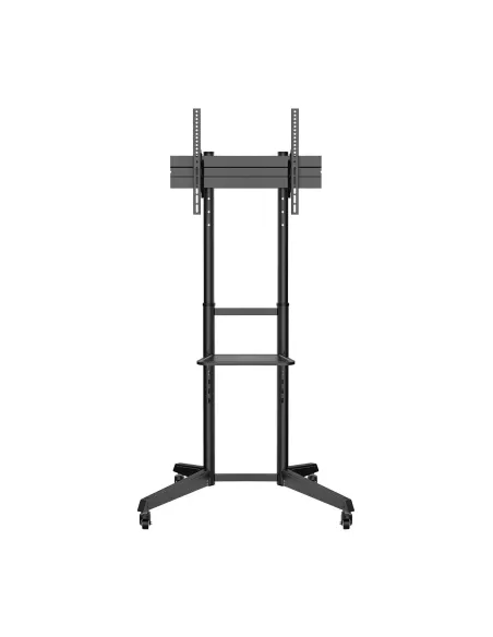 AISENS Soporte de Suelo ECO con Rueda, Bandeja para DVD para Monitor TV 50Kg de 37-70, Negro