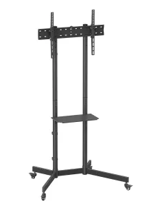 AISENS Soporte De Suelo Eco Con Rueda, Bandeja Para DVD Para Monitor TV 45kg De 37-70, Negro