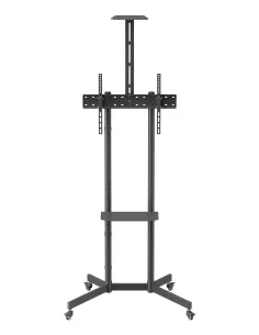 AISENS Soporte De Suelo Eco Con Rueda, Bandeja Para DVD Y Soporte De Cámara Para Monitor TV 45kg De 37-70, Negro 2