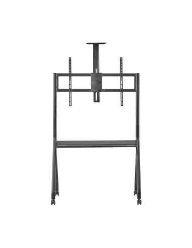AISENS Soporte de Suelo Pro Con Rueda, 1 Bandeja Y Soporte de Camara Para Pantalla Interactiva TV 120kg de 55"-100", Negro