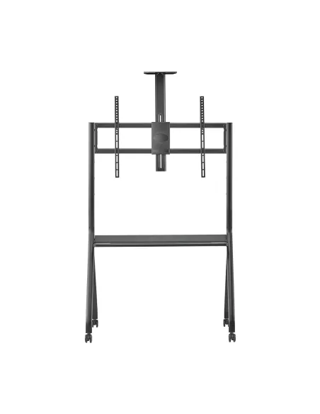 AISENS Soporte de Suelo Pro Con Rueda, 1 Bandeja Y Soporte de Camara Para Pantalla Interactiva TV 120kg de 55"-100", Negro