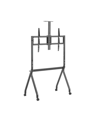 AISENS Soporte de Suelo Pro Con Rueda, 1 Bandeja Y Soporte de Camara Para Pantalla Interactiva TV 120kg de 55"-100", Negro