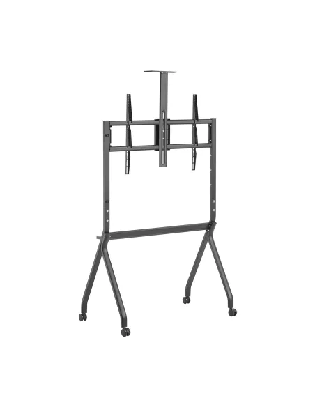 AISENS Soporte de Suelo Pro Con Rueda, 1 Bandeja Y Soporte de Camara Para Pantalla Interactiva TV 120kg de 55"-100", Negro