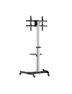 AISENS Floor Stand with Wheel, DVD Tray for Monitor TV 50Kg from 37-86, Black-Silver 2