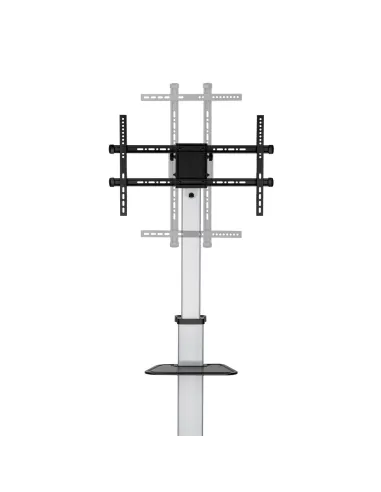 AISENS Floor Stand with Wheel, DVD Tray for Monitor TV 50Kg from 37-86, Black-Silver