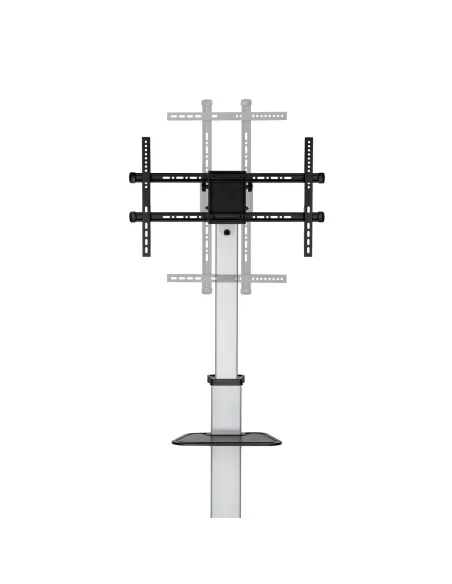 AISENS Floor Stand with Wheel, DVD Tray for Monitor TV 50Kg from 37-86, Black-Silver