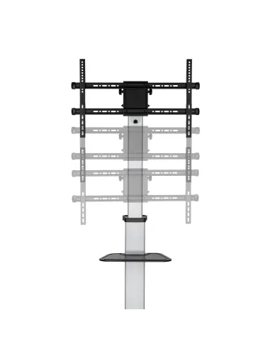 AISENS Floor Stand with Wheel, DVD Tray for Monitor TV 50Kg from 37-86, Black-Silver