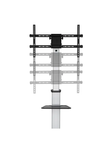 AISENS Floor Stand with Wheel, DVD Tray for Monitor TV 50Kg from 37-86, Black-Silver