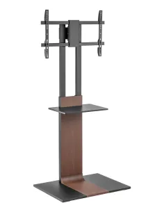 AISENS Soporte de Suelo con Bandeja DVD para Monitor TV 50kg de 37-86, Negro-Marrón