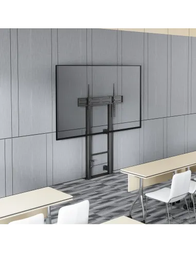 AISENS Soporte Suelo Con Manivela y Fijacion a Pared, TV 120kg de 60"-100", Negro