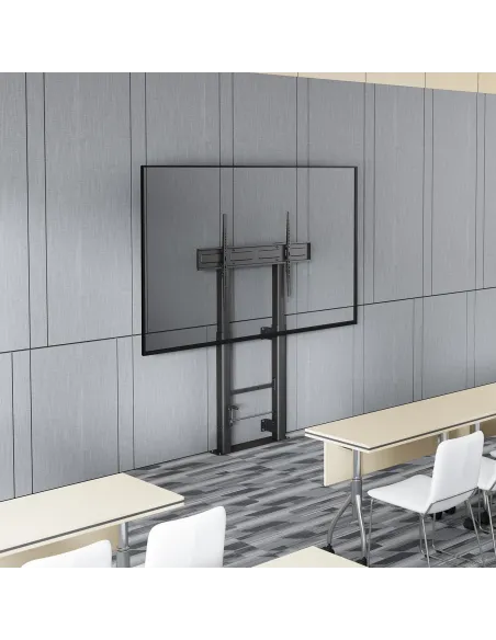 AISENS Soporte Suelo Con Manivela y Fijacion a Pared, TV 120kg de 60"-100", Negro