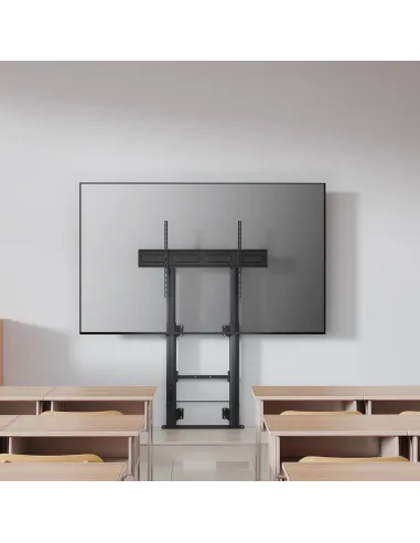AISENS Soporte Suelo Con Manivela y Fijacion a Pared, TV 120kg de 60"-100", Negro