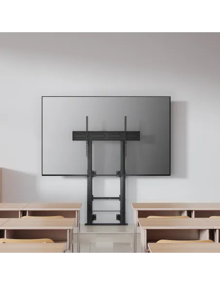 AISENS Soporte Suelo Con Manivela y Fijacion a Pared, TV 120kg de 60"-100", Negro