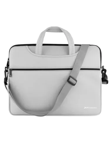 Funda maletin neopreno phoenix para portátil o tablet hasta 16 pulgadas interior terciopelo gris