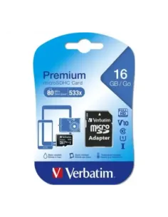 Tarjeta memoria micro sd verbatim 16gb c10 u1 + adaptador