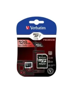 Tarjeta memoria micro sd verbatim 128gb c10 + adaptador