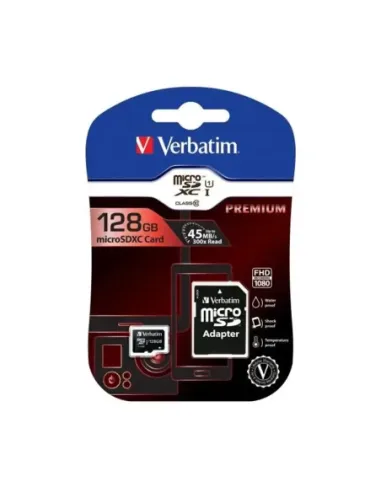 Tarjeta memoria micro sd verbatim 128gb c10 + adaptador