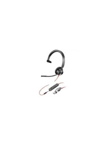 Auricular Poly Blackwire 3315 para Microsoft Teams + Adaptador USB-C/A/ con Micrófono/ Jack 3.5/ Negro