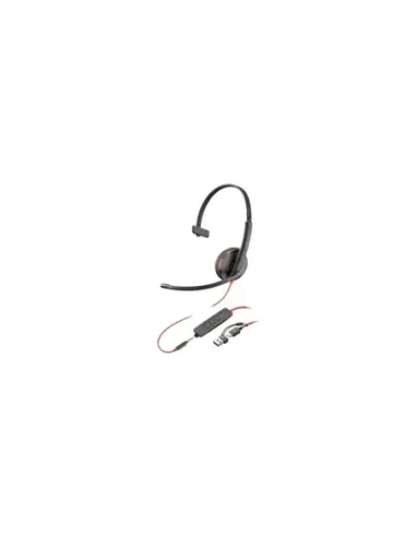 Auricular Poly Blackwire 3215 + 3.5mm + Adaptador USB-C/A/ con Micrófono/ Jack 3.5 - USB Tipo-C/ Bulk/ Negro