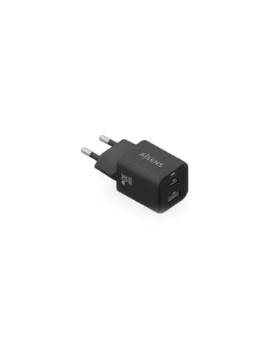 Cargador de Pared GaN Aisens ASCH-30W2P021-BK/ 1xUSB Tipo-C/ 1xUSB/ 30W