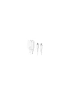 Cargador qcharx eros 3a 33w 1 x usb tipo a - 1 x usb tipo c blanco + cable usb tipo c