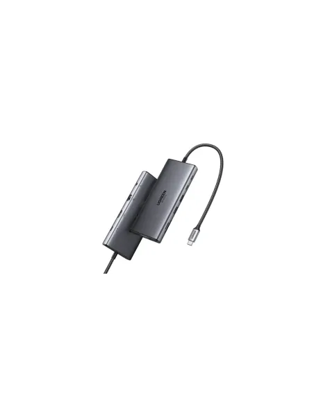 Ugreen 11-in-1 USB-C Hub to 3x USB-C/2x USB-A/HDMI/VGA/RJ45/SD/TF/3.5mm - Gray Acoplamiento Base Gris