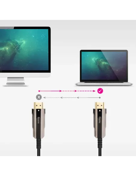 Nanocable Cable HDMI V2.0 AOC 4K@60Hz 18Gbps A M-A M, Negro, 100 m