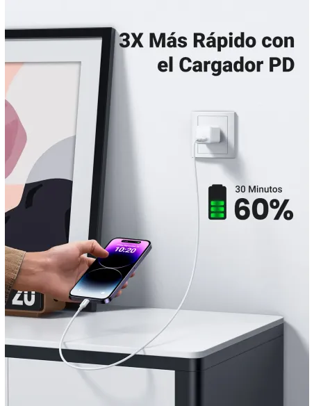 Ugreen 10493 cable de conector Lightning 1 m Blanco