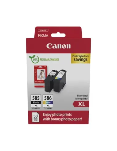 Cartucho tinta canon pg 585xl + pg 586xl + papel fotografico