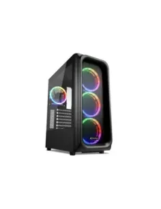 Caja ordenador gaming sharkoon tk5m atx 2 x usb 3.2 1 x usb tipo c 4 x 120mm rgb negro