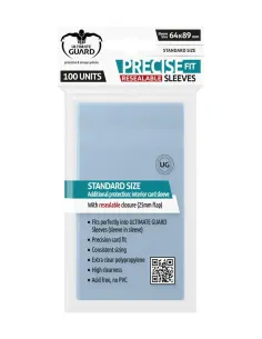 Fundas transparentes de cartas ultimate guard precise - fit cierre reutilizable tamaño estándar 100 unidades