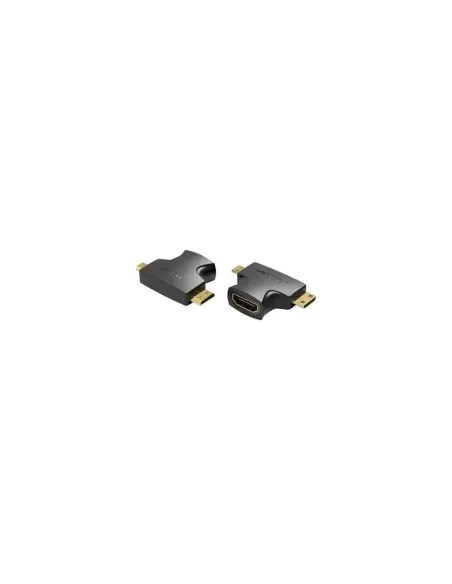 Adaptador HDMI 2 en 1 Vention AGFB0/ HDMI Hembra - Micro HDMI Macho - Mini HDMI Macho