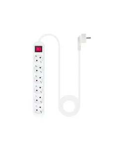 Nanocable Regleta de enchufes de 6 tomas con interruptor, 1.4 metros Blanca