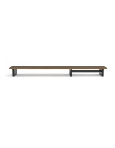 Phoenix harmony estante elevador de monitor en madera para escritorio walnut con bandeja forrada en fieltro