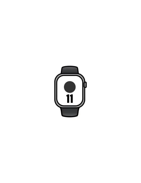 Apple Watch Series 11/ GPS/ Cellular/ 42mm/ Gris Espacial/ Correa Deportiva Negra (M/L)