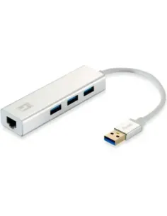 Adaptador usb 3.0 level one a gigabit ethernet rj45 + hub 3.0 3 puertos