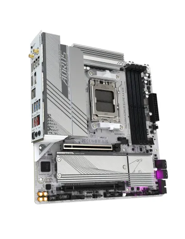 GIGABYTE B650M AORUS ELITE AX ICE Placa base - AMD Ryzen serie 9000, VRM de 12+2+2 fases, hasta 8000 MHz DDR5 (OC), 1xPCIe 5.0