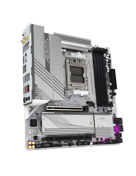 GIGABYTE B650M AORUS ELITE AX ICE Placa base - AMD Ryzen serie 9000, VRM de 12+2+2 fases, hasta 8000 MHz DDR5 (OC), 1xPCIe 5.0
