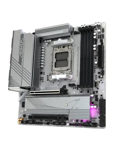 GIGABYTE B650M AORUS ELITE AX ICE Placa base - AMD Ryzen serie 9000, VRM de 12+2+2 fases, hasta 8000 MHz DDR5 (OC), 1xPCIe 5.0