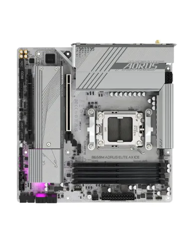 GIGABYTE B650M AORUS ELITE AX ICE Placa base - AMD Ryzen serie 9000, VRM de 12+2+2 fases, hasta 8000 MHz DDR5 (OC), 1xPCIe 5.0