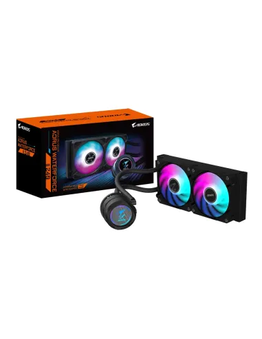 GIGABYTE AORUS WATERFORCE II 240 Refrigerador de CPU líquido AIO - 2x ventiladores ARGB de 120 mm, mecanismo de conexión